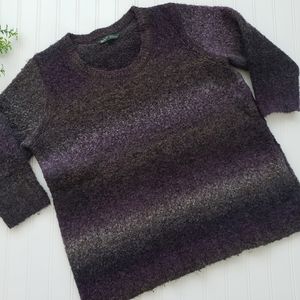 Woolrich Sweater Wool Blend Sweater Space Dye Purple Brown size Large Boho Cozy
